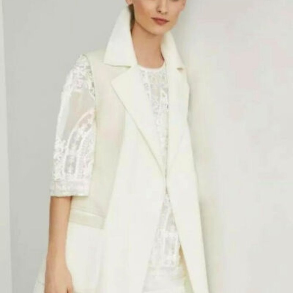 BCBGMaxAzria Ivory Long Wrap Vest